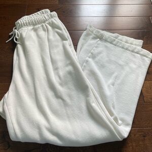 Cream wide leg sweatpants
